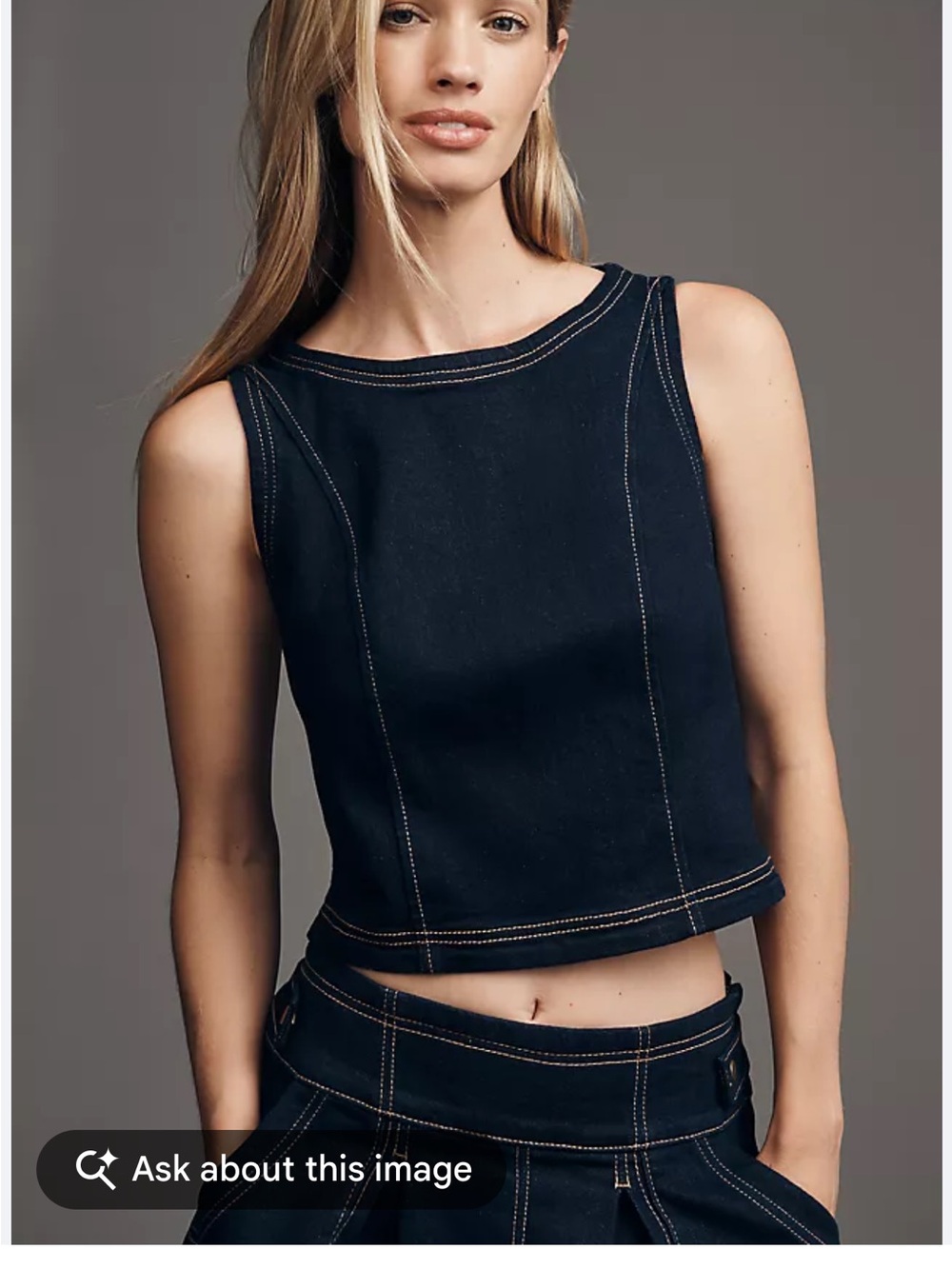 Anthropologie Cropped Denim Vest Top XL